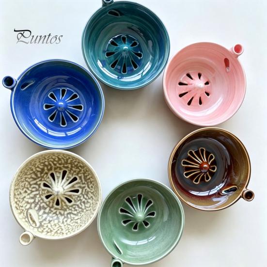 Durable Ceramic Wash Basin Self Rinsing Bowl, with Hollow Drain Holes, Swirl-Flow Berry Kitchen Draining Bowl Washing Fruit Rinse for Counter