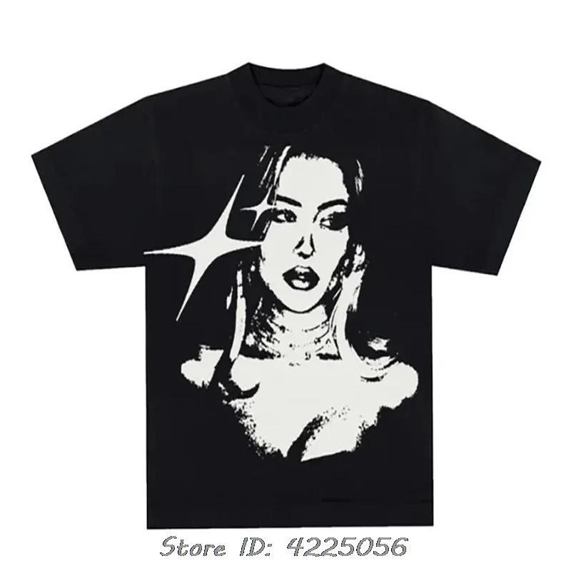 Unisex Harajuku Hip Hop Graphic Print Punk Cotton Tshirts Grunge Gothic Streetwear Top Hip Hop Oversized Clothes Tshirt