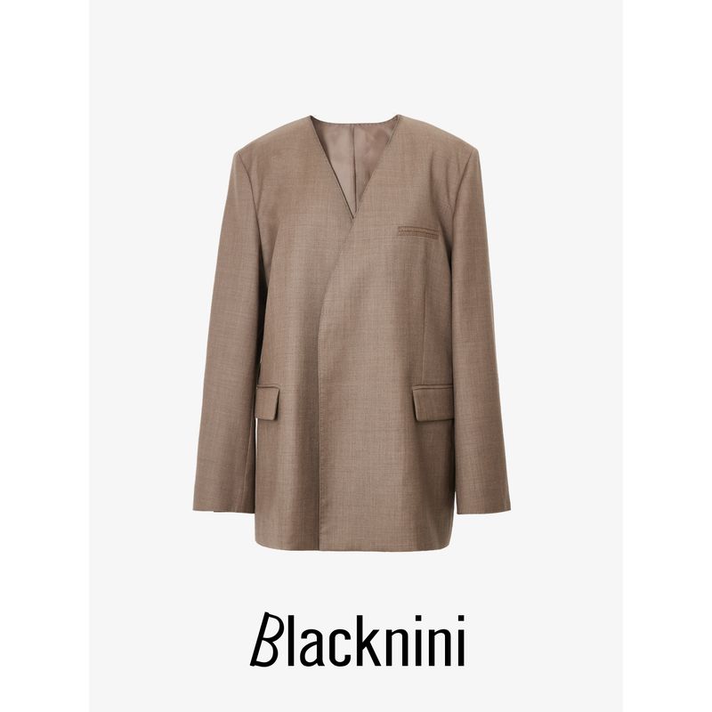 

Blacknini Yinhuafu Pure Wool Draping Effect Suit/Vest/Mid-Length Dress Set Culottes M