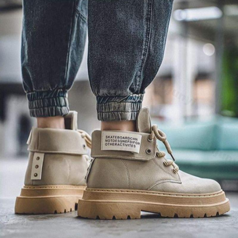 Fashion Retro Style High Top Men's Casual Thick Soled Short Boots 2025 Autumn New Fashion Trend Versatile Comfortable Chunky Ankle Boots