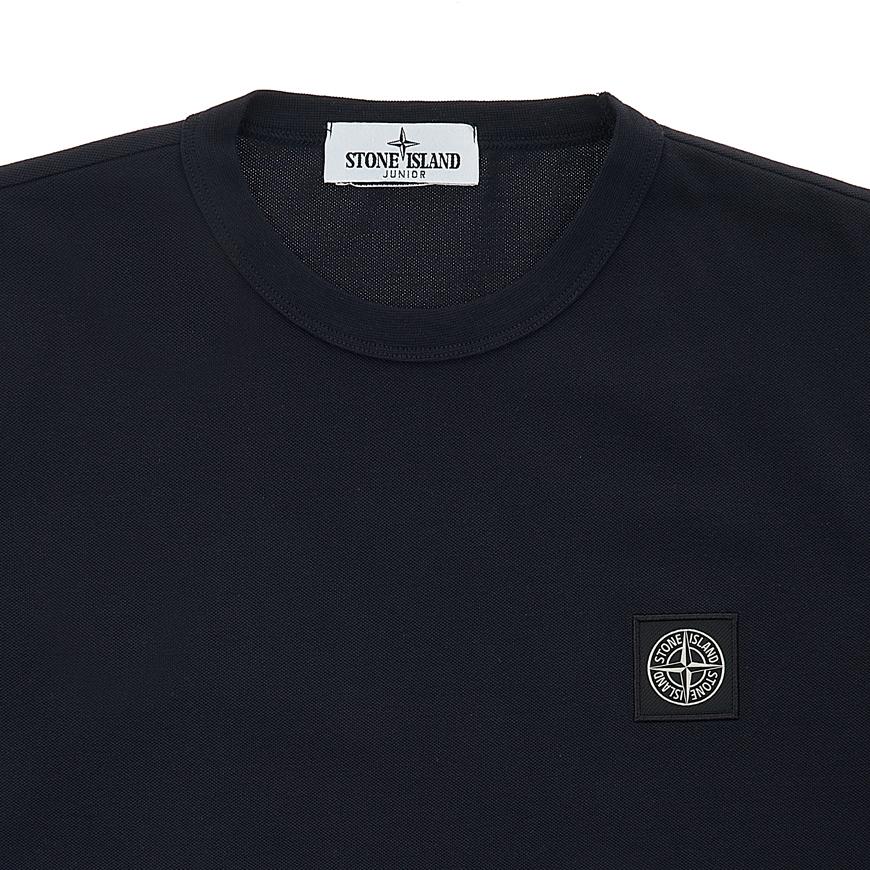 STONE ISLAND Logo Print Round Neck Loose Fit Short Sleeve T-Shirt Kids Tops Black 781620748-V0020