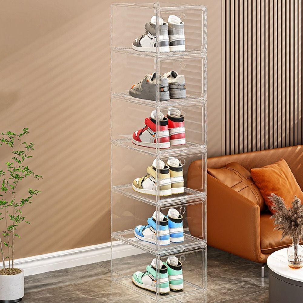 Side-opening Stackable Shoe Cabinet High Transparency Display Shoe Rack New Shoe Box  Home