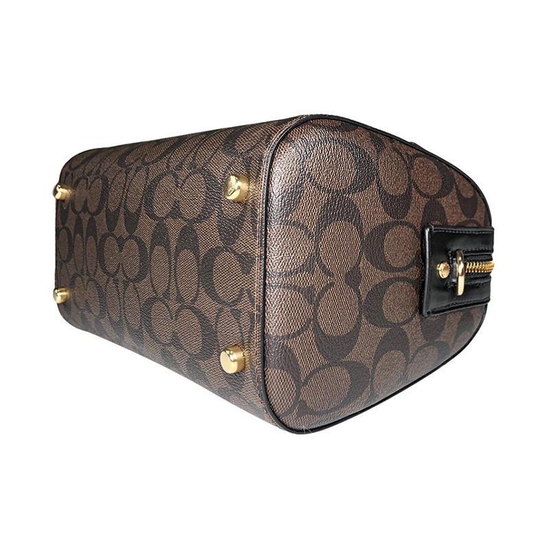 Coach Handbag Rowan 27 Presbyopic Printed Zipper Closure, Coated Canvas and Smooth Leather, Boston Bag Hand-held Shoulder Crossbody Bag, Large Size