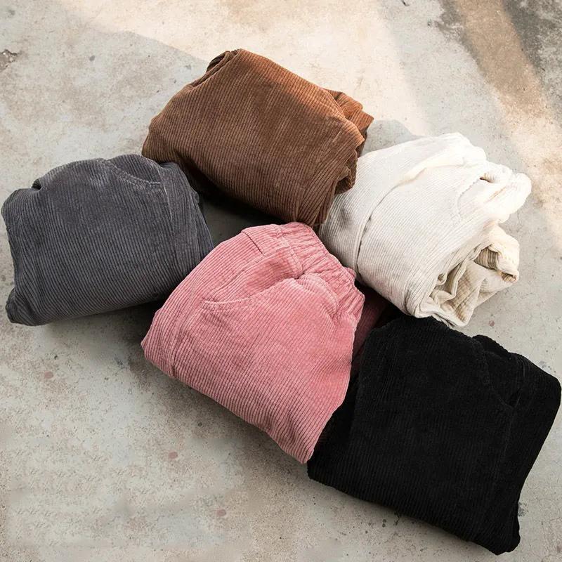 Winter Verdicken Baggy Haremshose Damen Hohe Taille Lässig Warm Samtgefüttert Hose Pantalones Schnee Kleidung Kord Ankle-length Spodnie
