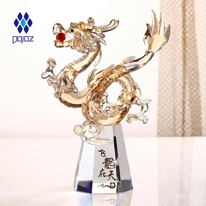Crystal Flying Dragon Decoration Gift Box Christmas Gifts Living Room Office Desktop Home Decoration  Sculpture Handicrafts