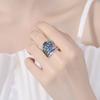 Silver Color Blue Peacock Wedding Rings for Women Engagement Peony Flower Rings Wedding Retro Opening Ring Jewelry Woman Rings