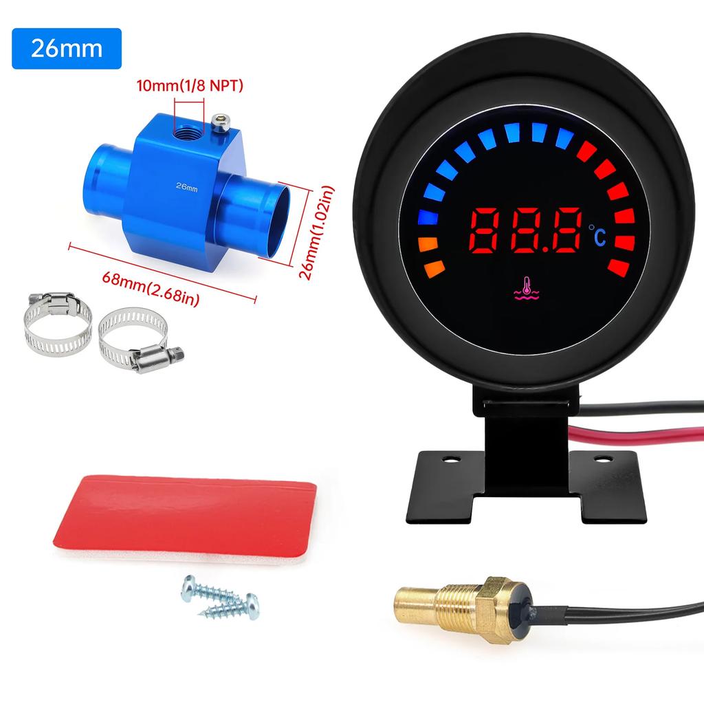 AD 45~120 ℃ Water Temperature Gauge Car Digital LCD Water Temp Meter With 10mm Temperature Sensor Adapter For 12V 24V Car Truck
