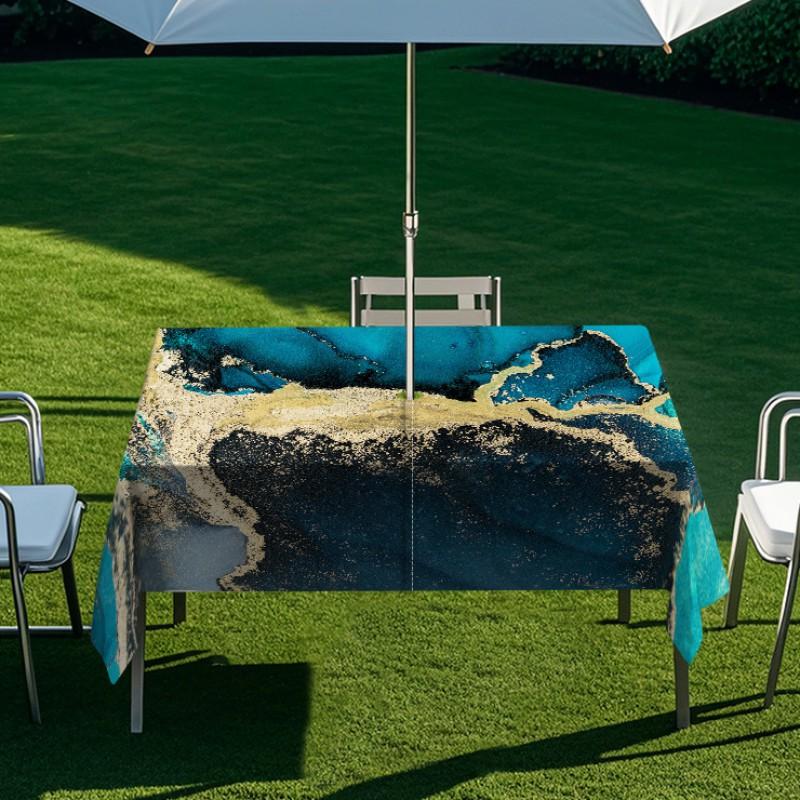 Outdoor Rectangular Table Cover With Starry Sky Sand Flow Waterproof Elastic Edge Patio Garden Dining