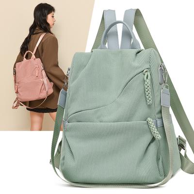 Zaino in Velluto a Coste Monocolore Cartella Scolastica da Studente Zainetto Piccolo da Pendolare da Donna Borsa a Spalla Multifunzionale