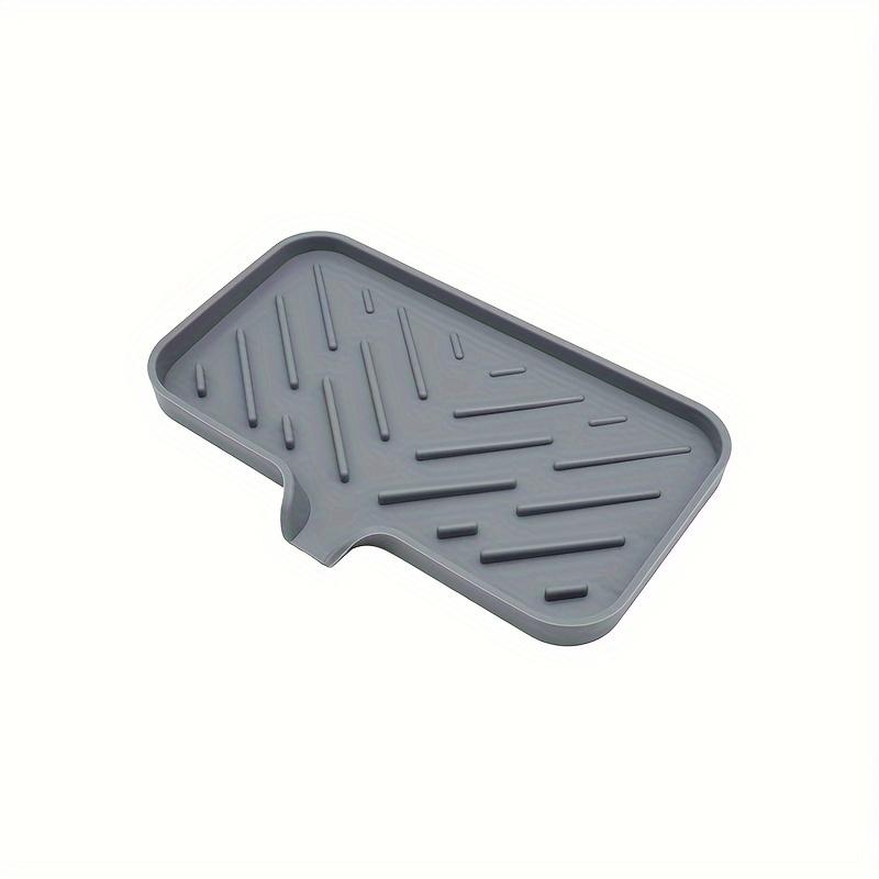 

Силиконовый органайзер для кухонной мойки - держатель для мыльницы со сливным носиком, коврик для чистки столешницы для губки и щетки, предметы первой необходимости для ванной комнаты Large: 24.5*15*1.7 cm серый