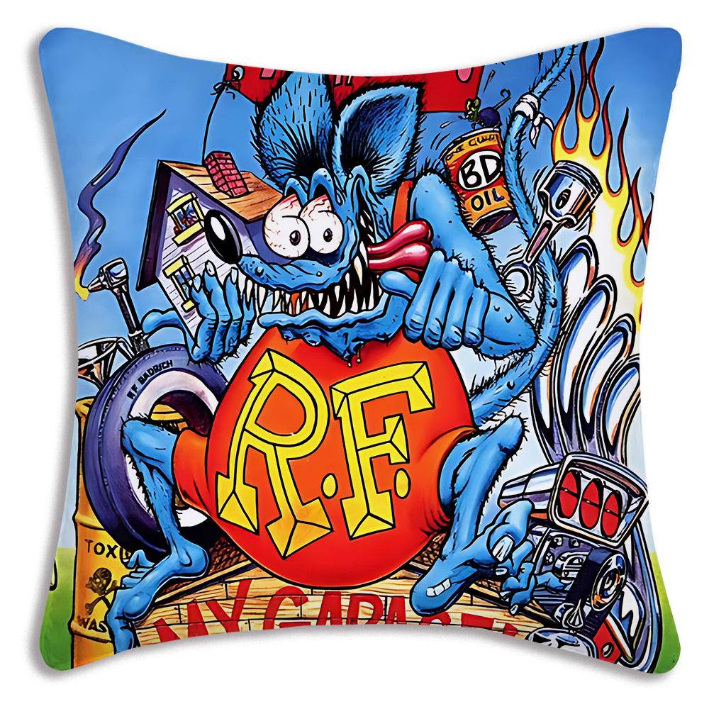 Funny R-Rat For F-Finks Pillow Covers Cartoon Sofa Decorative Home Double-sided Printing Short Plush Cute Cushion Cover