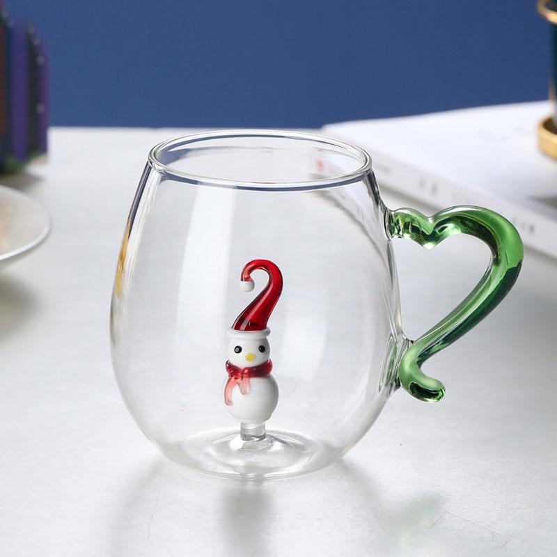 Christmas Tree Coffee Glass Cup 300ml Cute Animals Water Tea Cup Wine Glass for Champagne Flutes High Borosilicate Milk Glass