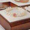 S925 Sterling Silver Bracelet with Pink Chalcedony, Aquamarine, and Pearls - Elegant Women's Beaded Jewelry