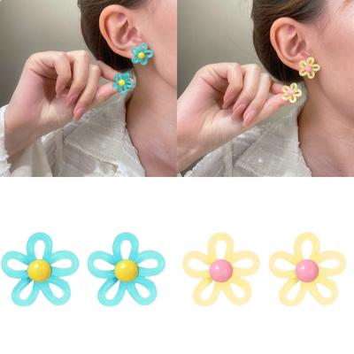 Geometric Earrings Ear Jewelry Flower Studs Earrings Unique Ear Pendant Acrylic Texture Ear Pin Gift for Fashion Lover