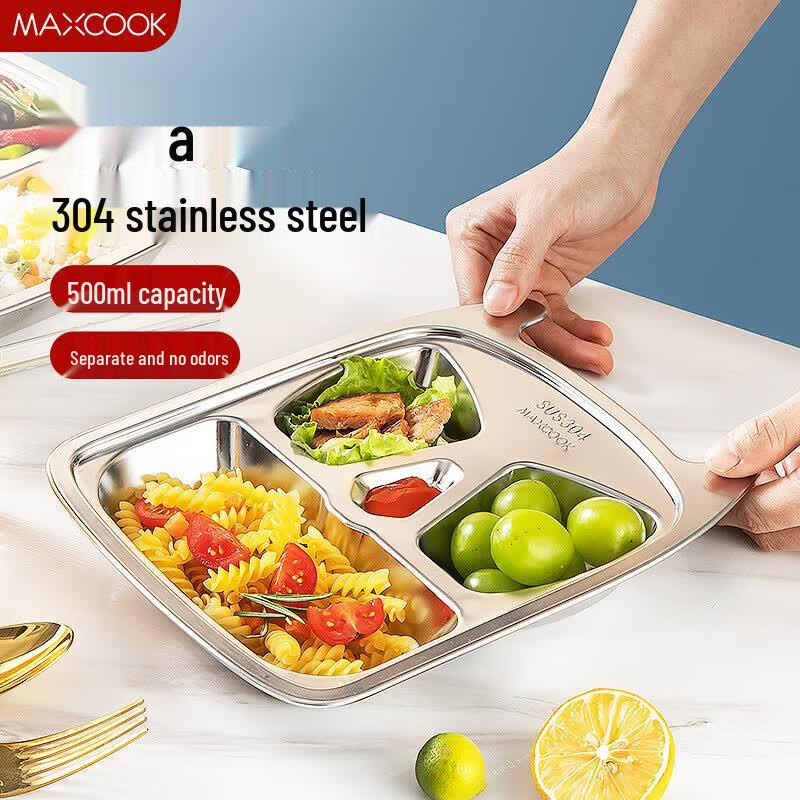MAXCOOK 304 Stainless Steel Kids Divided Dinner Plate