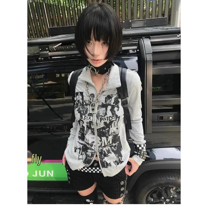 

Женский вельветовый кардиган в рубчик Jinliang в стиле ретро-панк на молнии Large серый