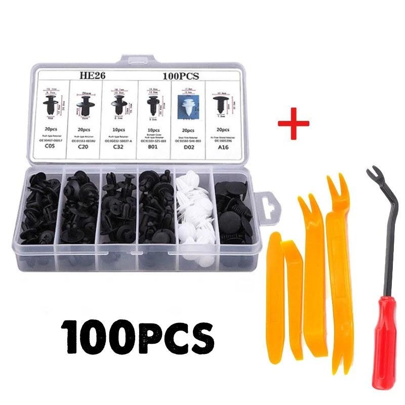 100Pcs Car Bumper Retainer Clips Automotive Body Trim Fixed Clip Auto Door Panel Push Pin Universal Vehicle Plastic Rivets Kit