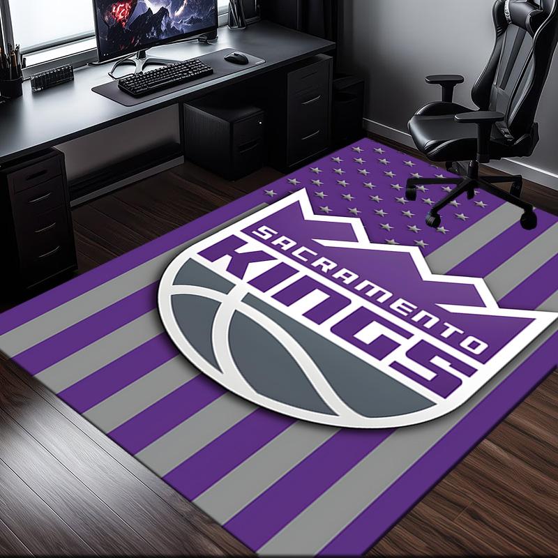 Kings Basketball Team Logo Rug Office Carpet Non-Slip Mat, Chair Rug Floor Covering for Gaming, Bedroom, Living Room , Home Decor Christmas Gift