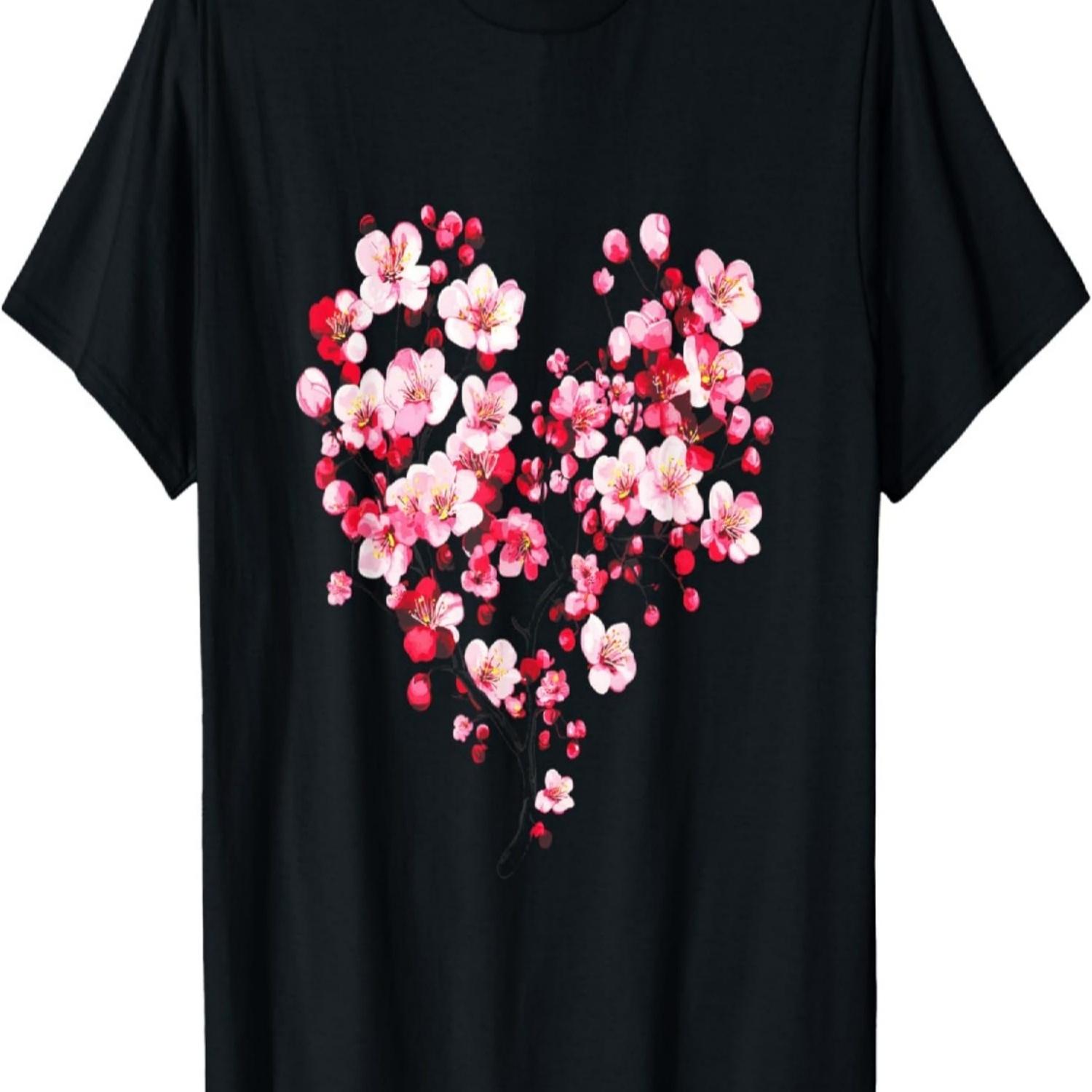 

Pink Cherry Blossom Sakura Flower Red T-Shirt XXXXXL чорний