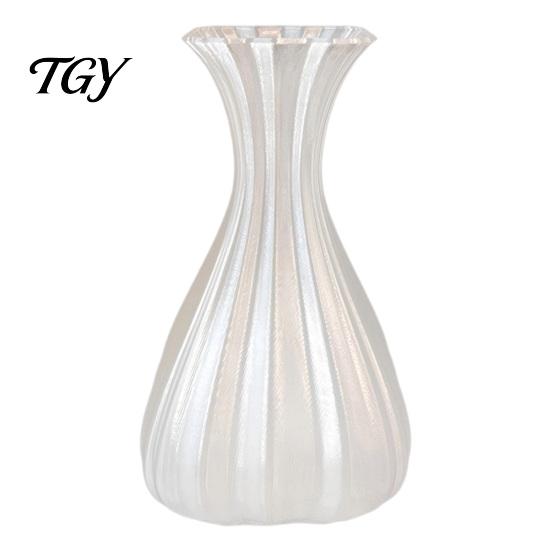 Chique Tafellamp voor Kantoor Decoratie 3D Geprinte Geribbelde Gebogen Vaas, Minimalistische Moderne Decoratieve Bloemen Levendige Kunstplant Houder Sculptuur