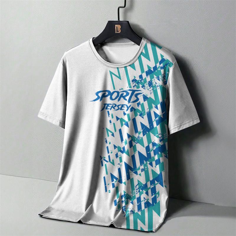Men's Fitness T-Shirt Casual Short Sleeved Tees Gym Sports T-Shirt For Men Quick Drying Clothes Top Oversized Tshirt Streetwear