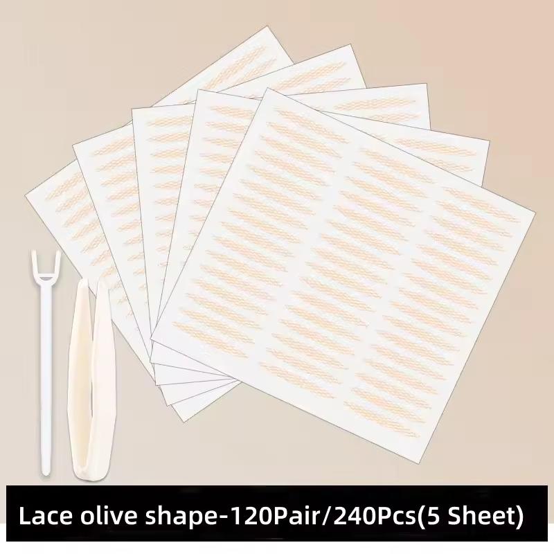 240Pcs Double Fold Eyelid Tape Sticker Lace Nature Clear Beige Stripe Self-adhesive Natural Eye Makeup Make Up With Tool New
