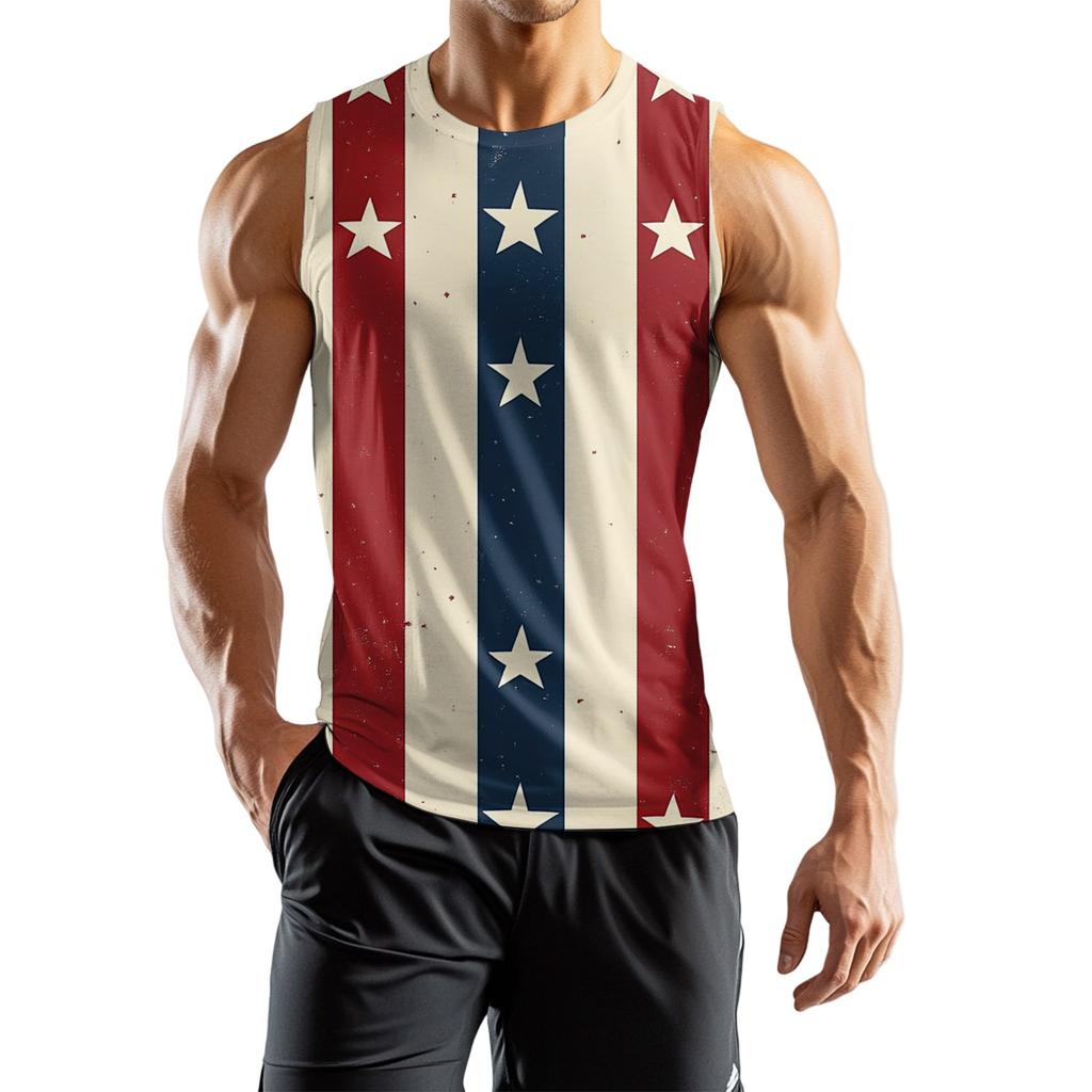 Men's Athleisure Independence Day Printed Sleeveless Vest