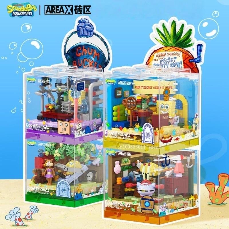 Areax  SquarePants Building Block Box Series 2 Assembly Desktop Desktop Decoration Model Children's Toys Surprise Gifts