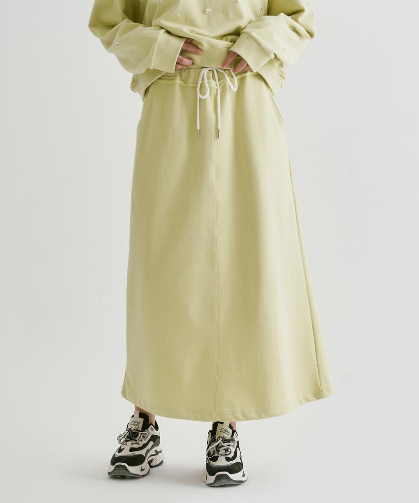 Peulleio Raw Leather Skirt 2 _ Light Green