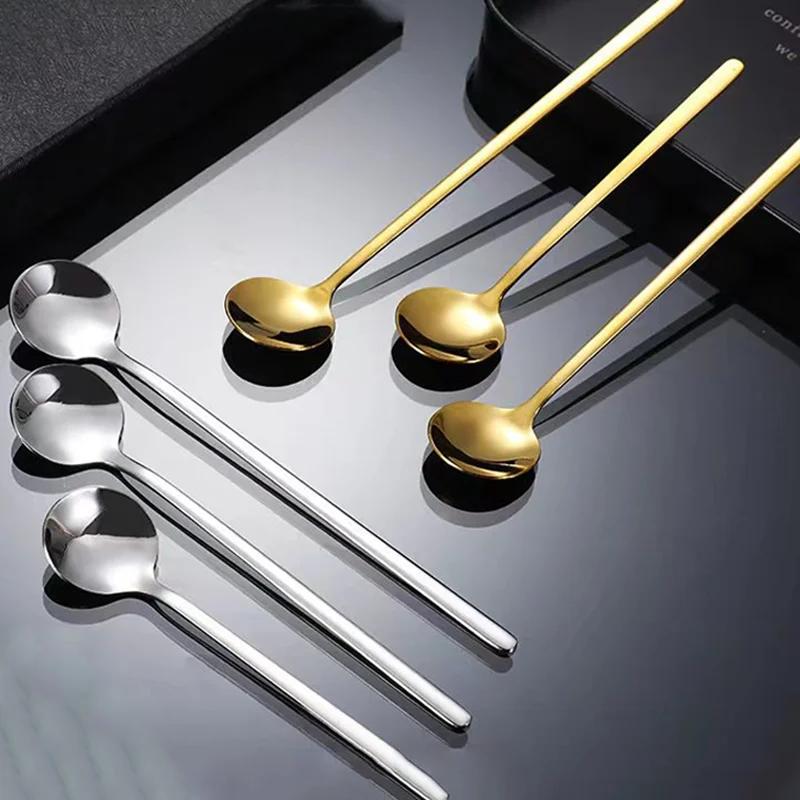 Stainless Steel Head Spoons Creative Home Tableware Teaspoon Coffee Ice Cream Honey Mixing Spoon Kitchen Dinnerware