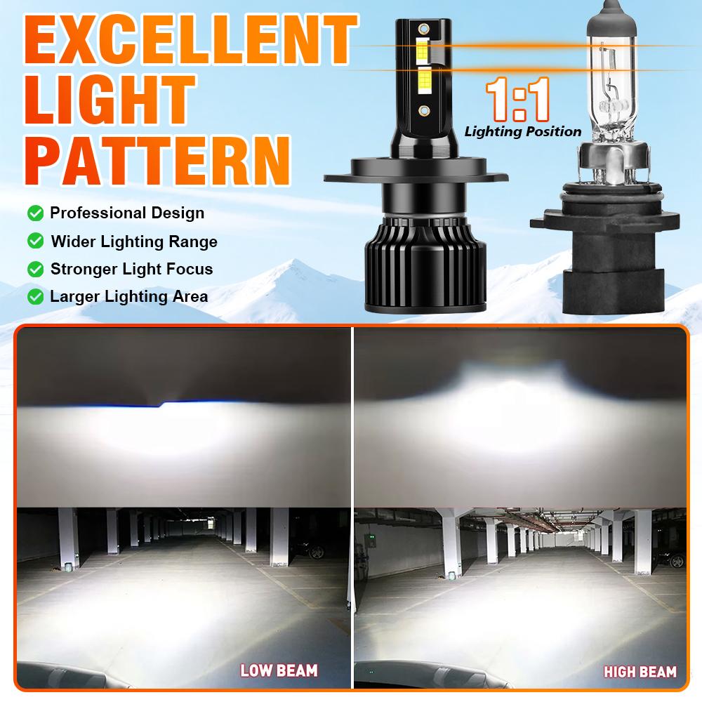 H4 High Low Beam TOP Best LED Auto Bulbs Canbus Led Headlight CSP 3570 Chips 6000K Car Headlight High Lumen 30000LM 12V Bulbs