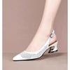 Scarpe da donna carine a punta beige traforate con cinturino e fibbia tacco alto moda lady dolci décolleté quadrate ab800
