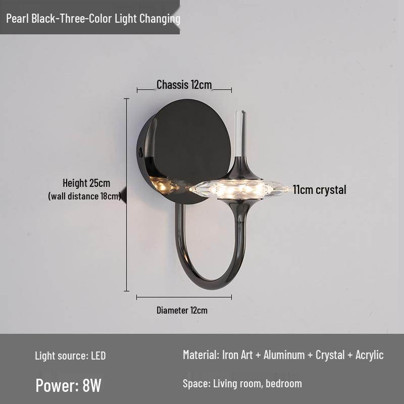 Italienische minimalistische runde Kristall-Wandleuchte für Schlafzimmer oder Flur