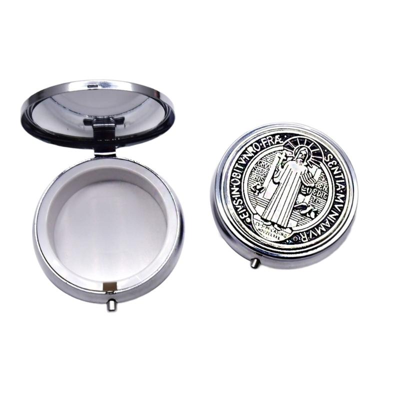 Rosary Jewelry Box Metal Religious Trinkets Box Catholic Christian Roman Rosary Keepsakes Case Prayer Bead Eucharistic Box