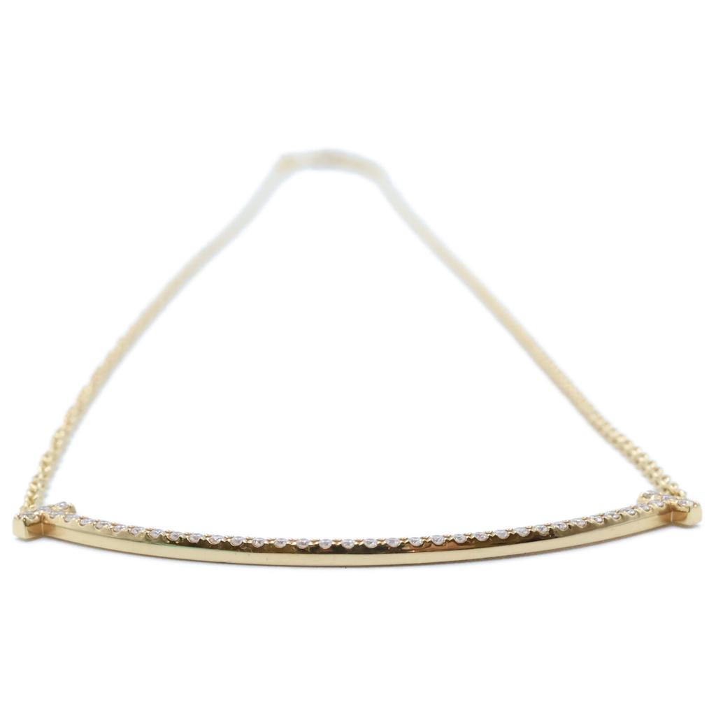 TIFFANY&Co. Au750 T Smile Diamond Small Necklace Yellow GoldUsed