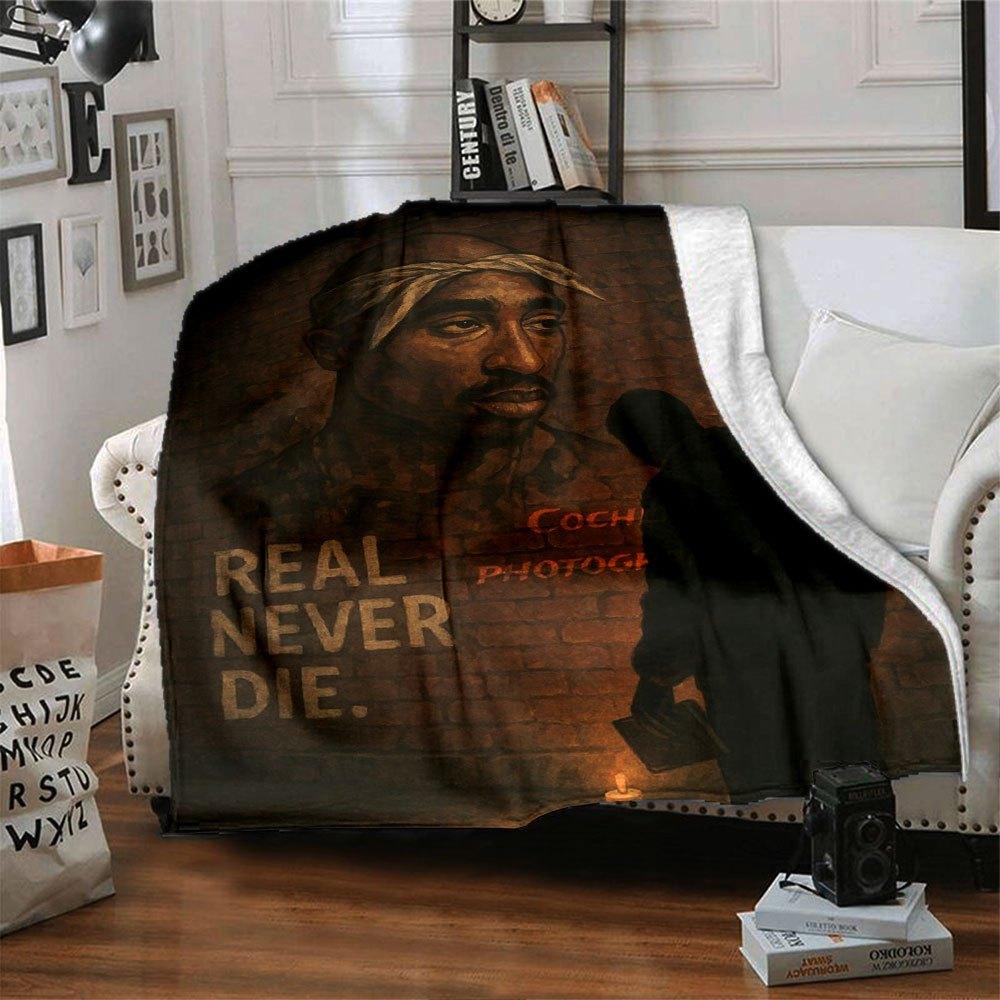 1ks 2Pac Hip Hop Deky Měkká Lehká Pro Všechna Roční Období Víceúčelový Přehoz na Pohovku, Postel, do Kanceláře & na Pikniky, Francouzský Styl s Ikonickým Obalem Alba & Citáty