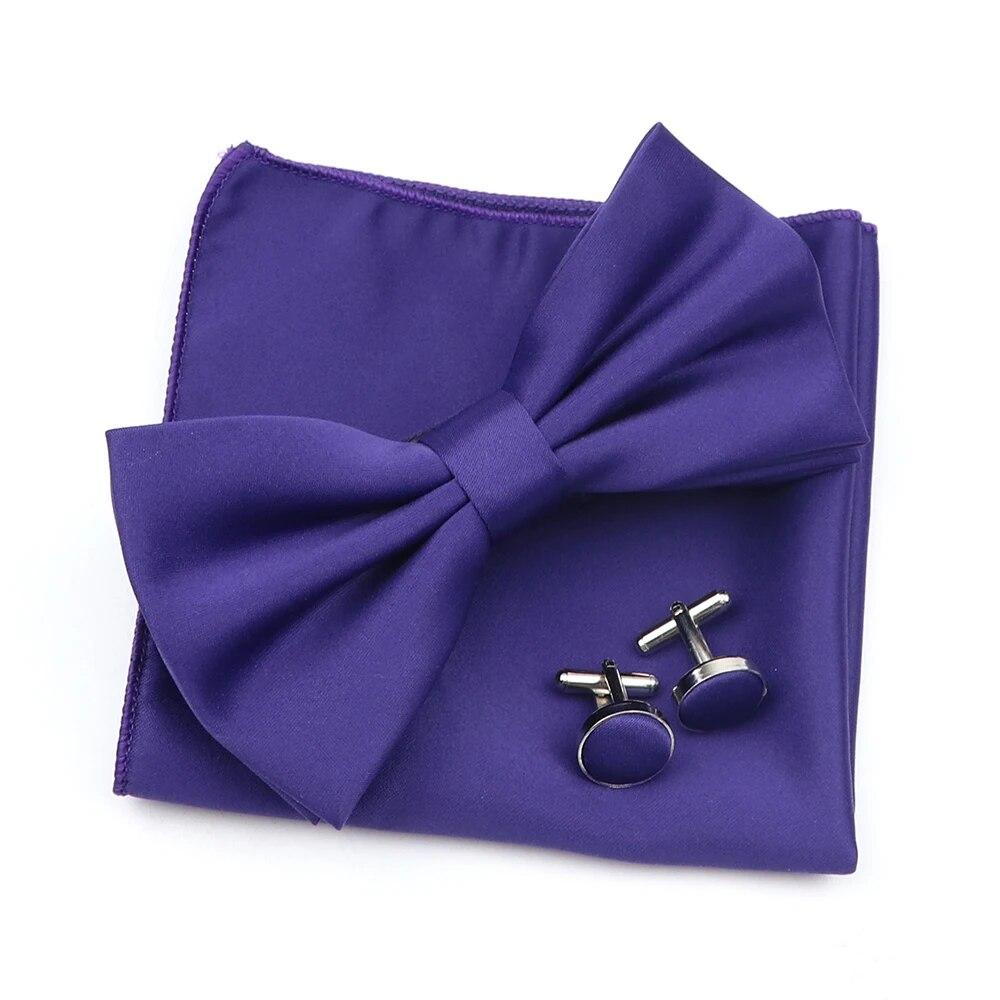 

Сплошной цвет мужской носовой платок с галстуком-бабочкой, набор запонок, полиэстер, бабочка, аксессуары для свадебной вечеринки и ужина