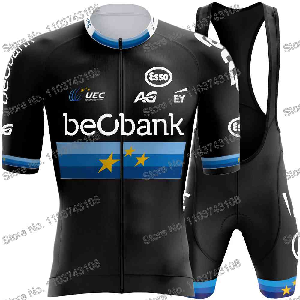 Belgium Team  European Champion Cycling Jersey Men's Set Summer Cycling Clothing Road Bike Shirt Suit MTB Bicycle Bib Shorts