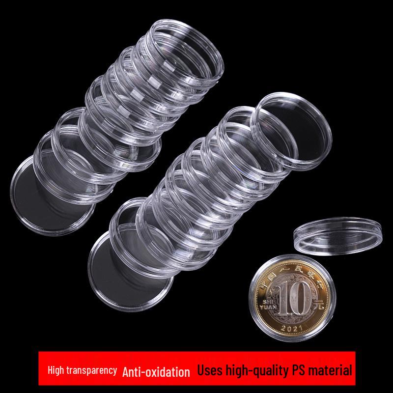 10-Pack: 1-Ounce Silver Coin Protective Cases, Curved Acrylic Surface, 30mm Inner Diameter, Fits Panda & Yuan Datou Coins