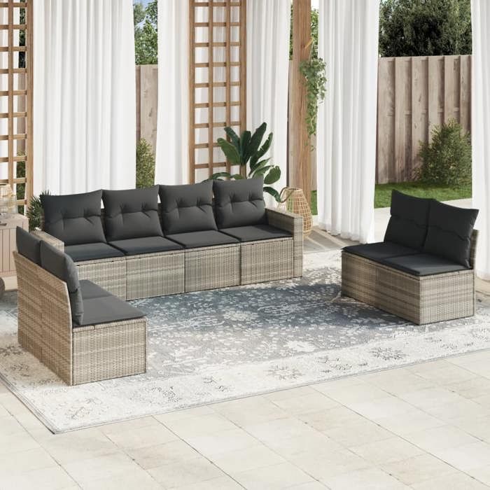 VidaXL Garden Lounge Set with Cushions 8 Pcs, Sofas with Adjustable Feet, Outdoor Furniture Set Patio Terrace, 3218842