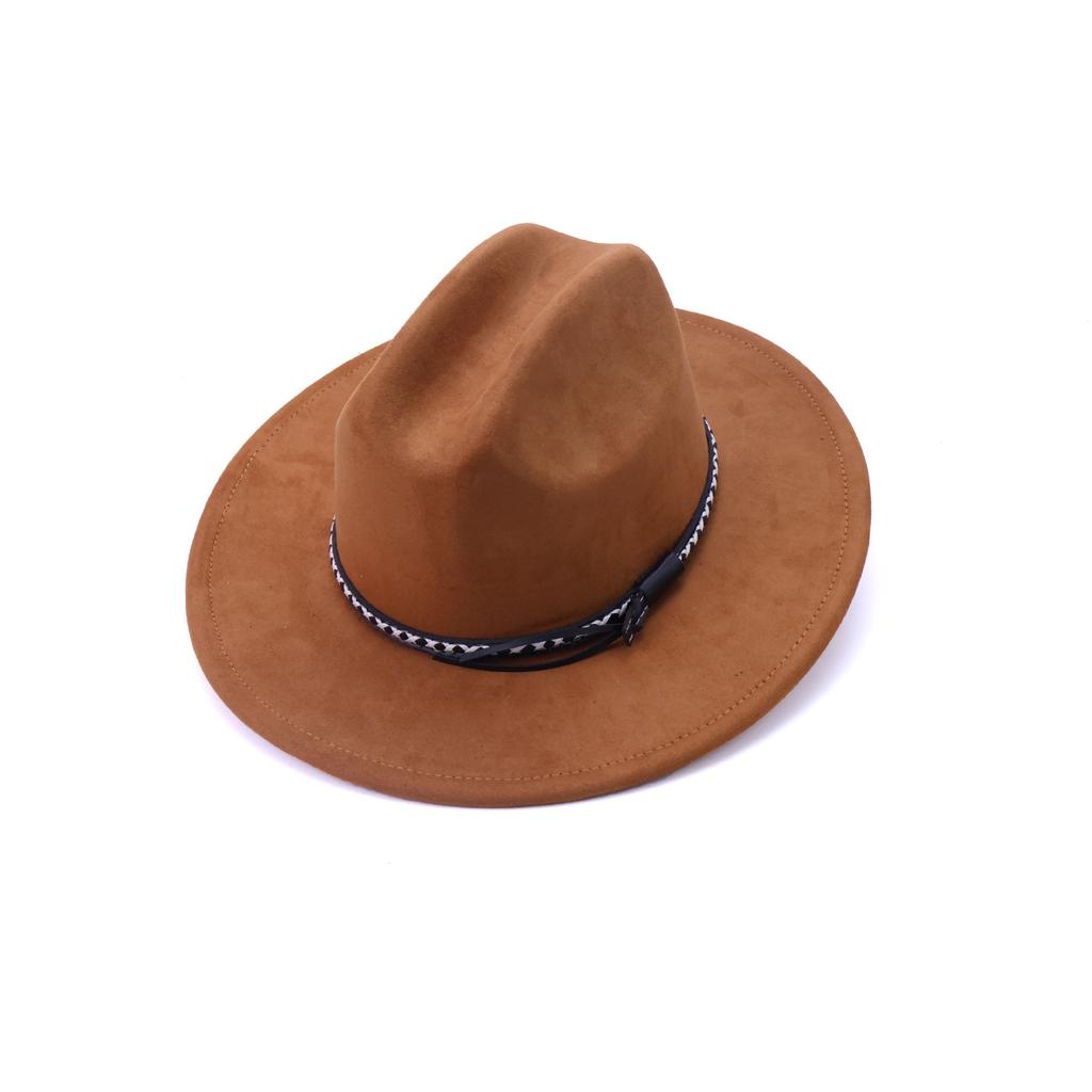 Men's and women's soft suede cowboy hats Western big edge top hat Shade beach hat Couple jazz hat