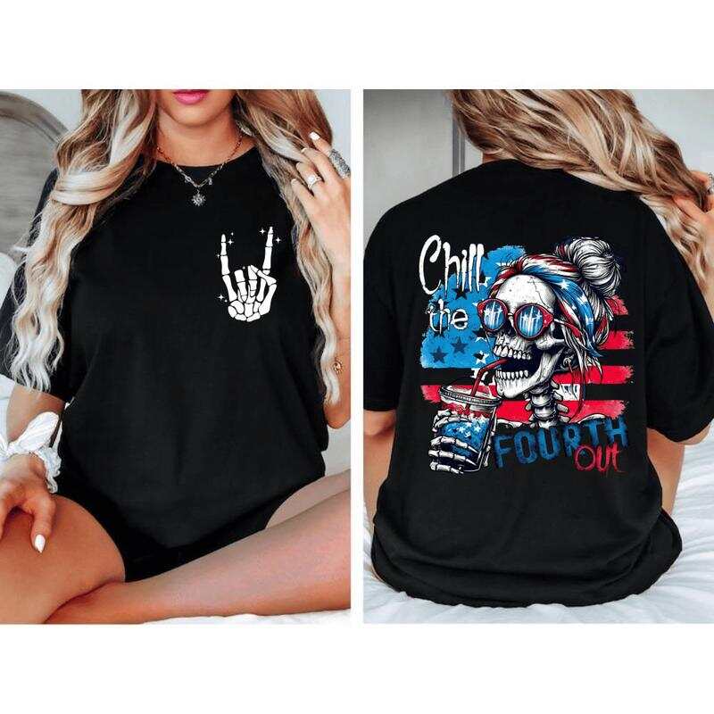 

Fun unisex skull T-shirt, Chill the Fourth Out T-shirt XL