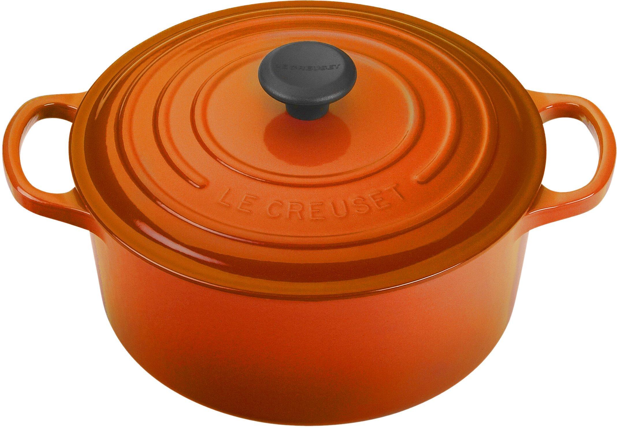 

Le Creuset Signature Cocotte Ronde Cast Iron Enamel Pot, 22 cm, Orange, Gas, Induction, and Oven Safe [Official Japanese Product]