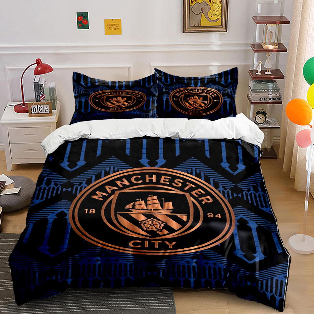 "Manchester City Logo Bedding" Bedding Duvet Cover Set Duvet Cover Pillowcases (1 * Duvet Cover 2 * Pillowcases, Without Duvet Insert)