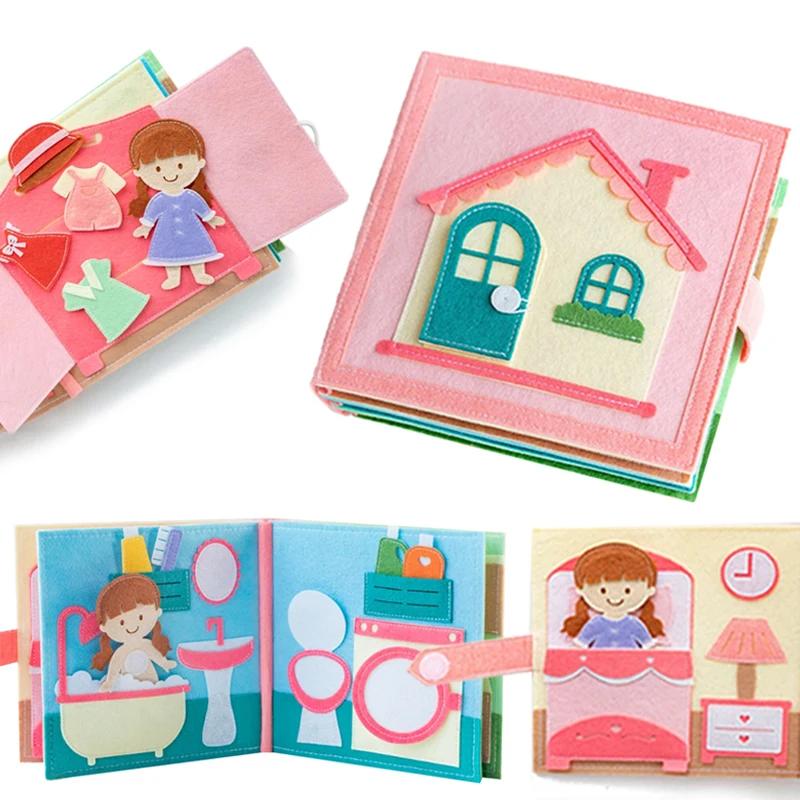Toddlers Montessori Toy Busy Book 3D Baby Story Cloth Activities Felt Quite Book Board Preschool Learning Education Travel Toys