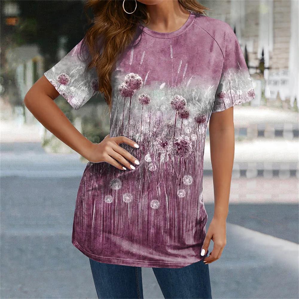 Summer Women's Tee Harajuku 3D Printed T-Shirts O-Neck Casual Blouses Everyday Pullovers Female T-Shirt Designs Streetwear