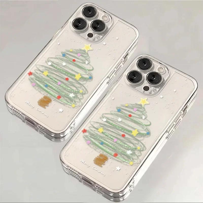 Fun Christmas Tree Phone Case For Samsung S25 S24 S23 S22 S21 S20 S10 FE Note20 Note10 Plus Ultra Lite 5G Clear Soft TPU Cover