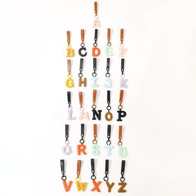 Fashion Leather 26 Letter Keychain Pendant