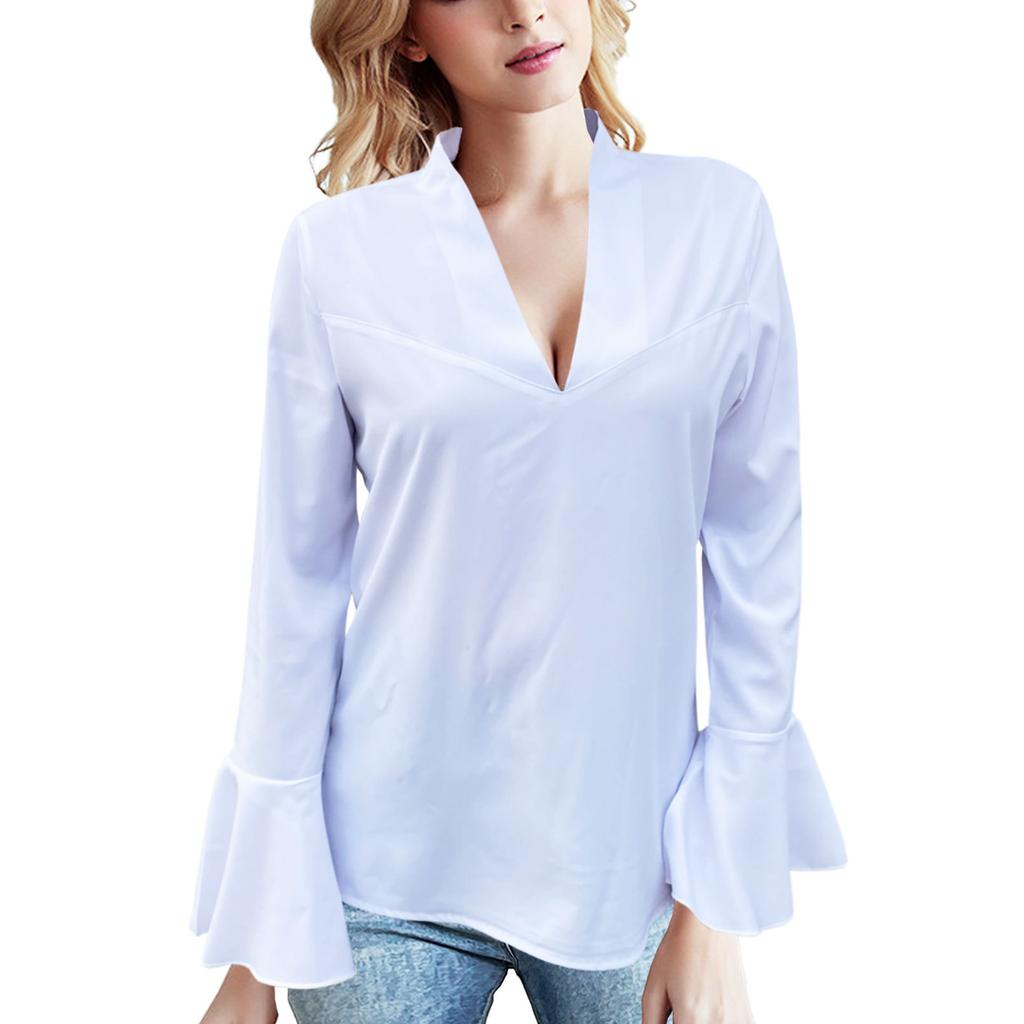 HNXC Women's Autumn Collection: Low-cut, Rhinestone, High-neck, Solid-color Lotus Leaf Long-sleeved Shirt for Women