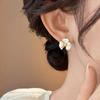 Dopamine Blooming Flower Pearl Stud Earrings Women's Unique Beautiful Earrings Fancy Accessible Luxury Earrings 925 Sterling Silver Needle